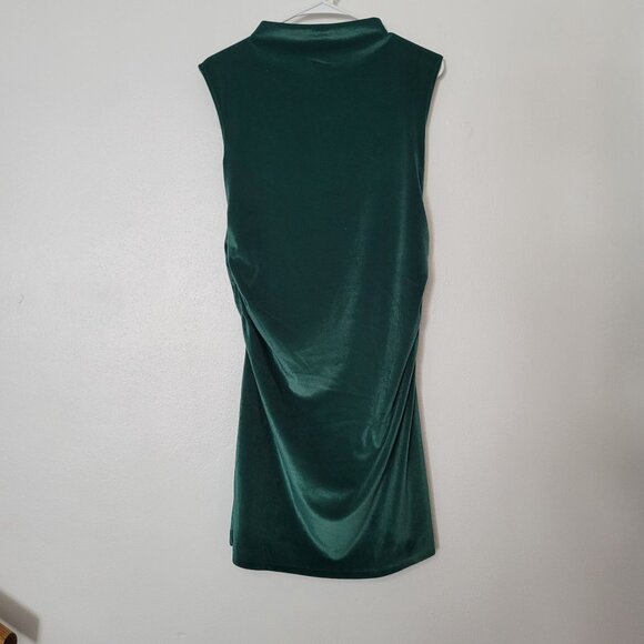 A New Day Green Velvet Sleeveless Turtleneck Dress Womens M - Picture 2 of 6